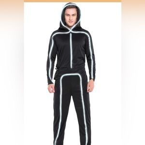 Black Hooded Tracksuit with Reflective Stripes